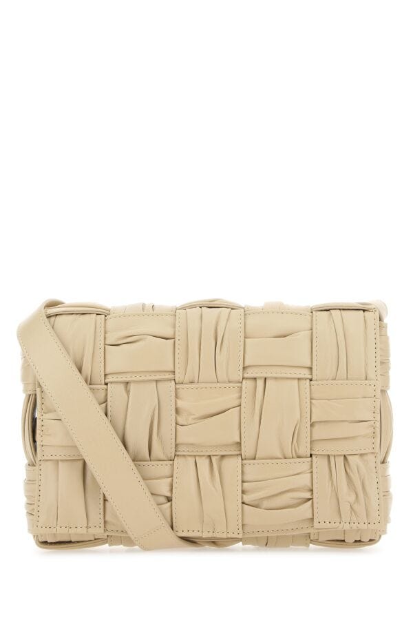 Cassette Leather Crossbody Bag in Beige - Bottega Veneta