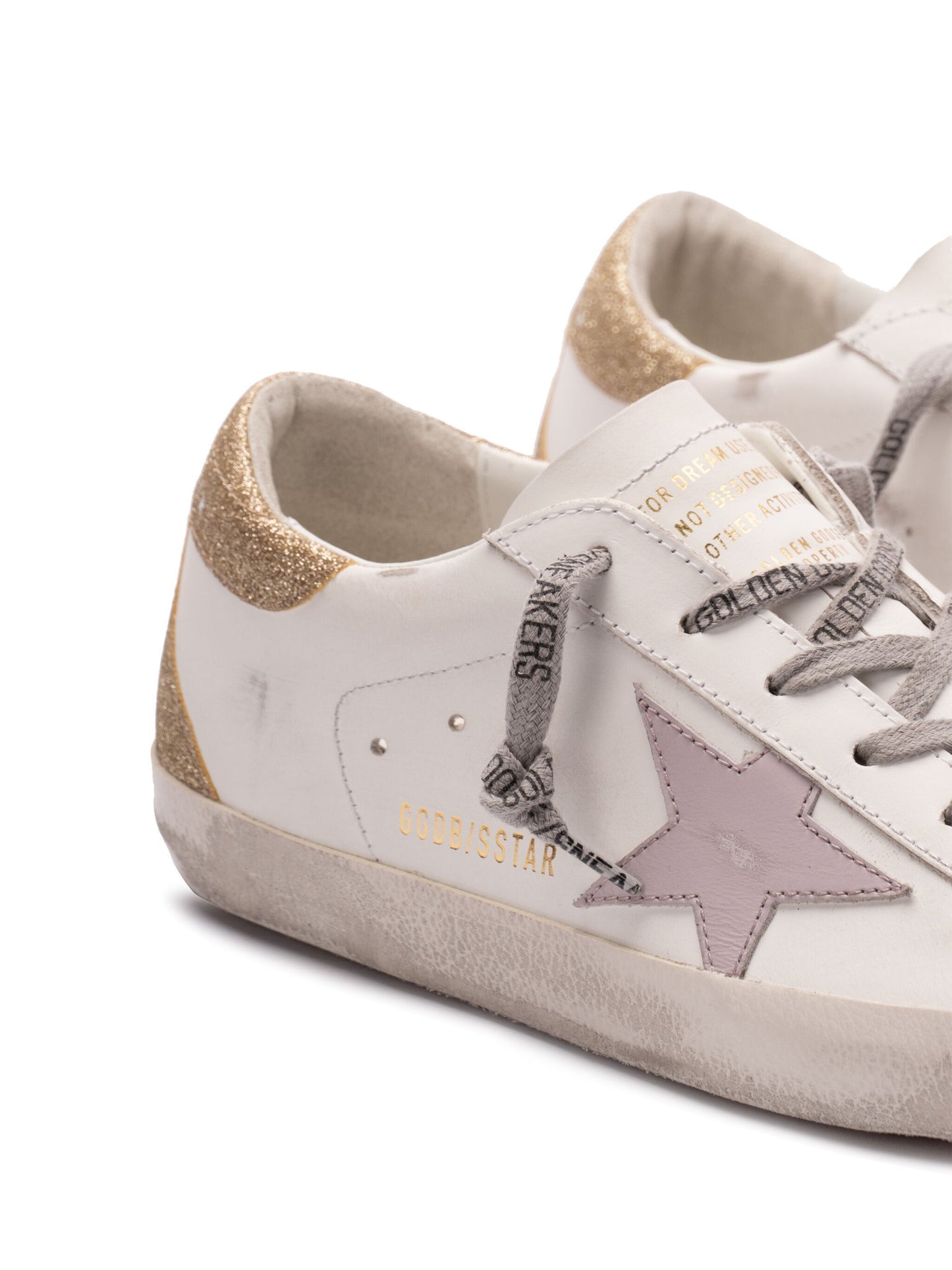 Golden Goose Women Super Star Leather Upper And Star Glitter Heel And Spur