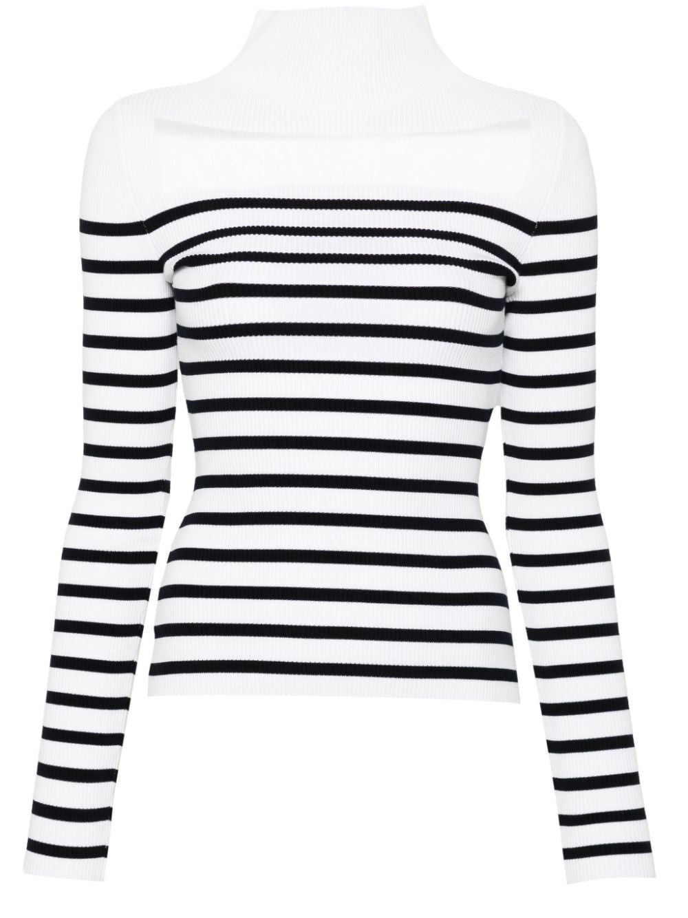 Jean Paul Gaultier Women Ribbed Mariniere Pullover With Transparent Window Detail