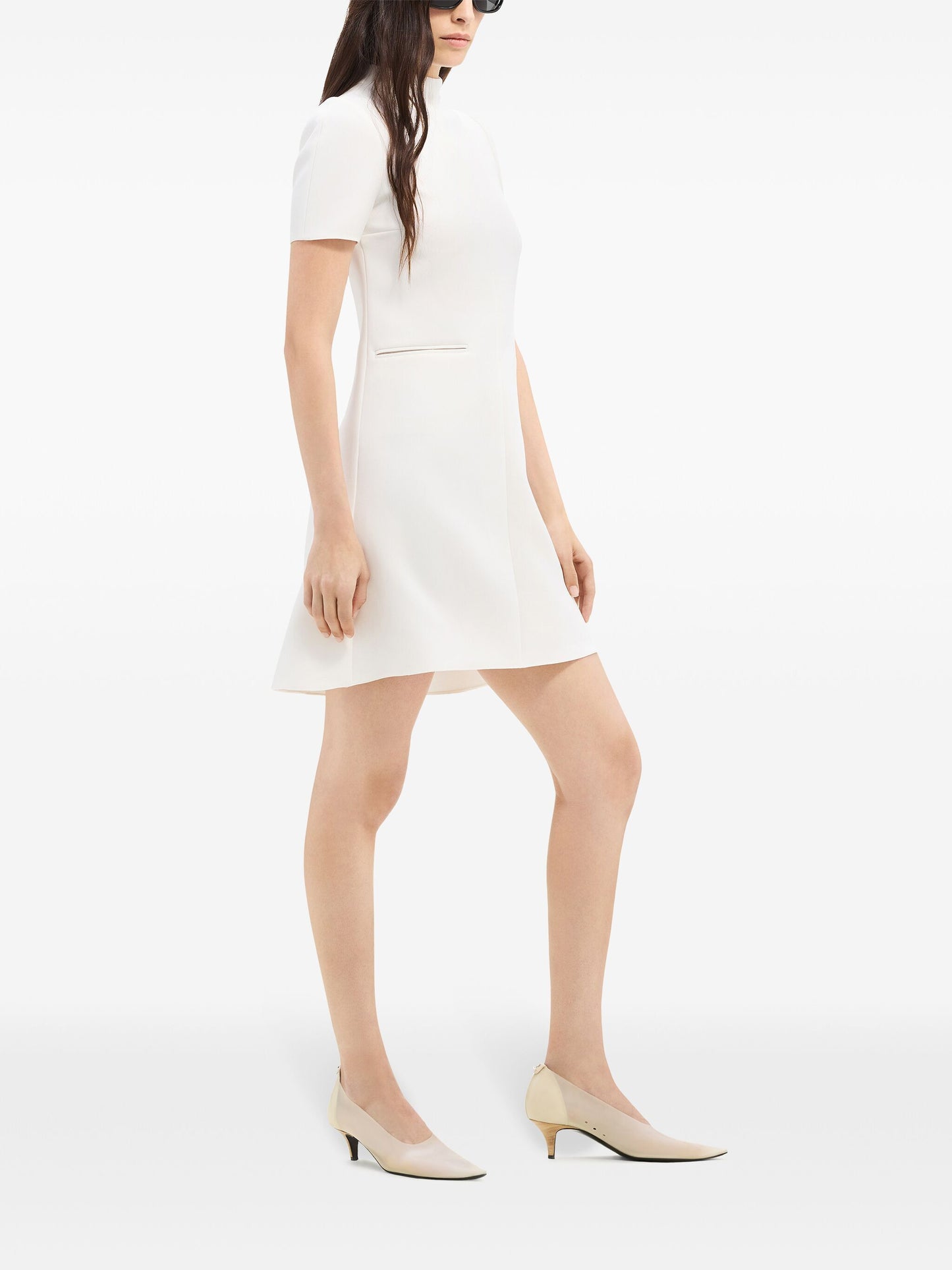 Courreges Women A-Line Dress Short Sleeves Twill