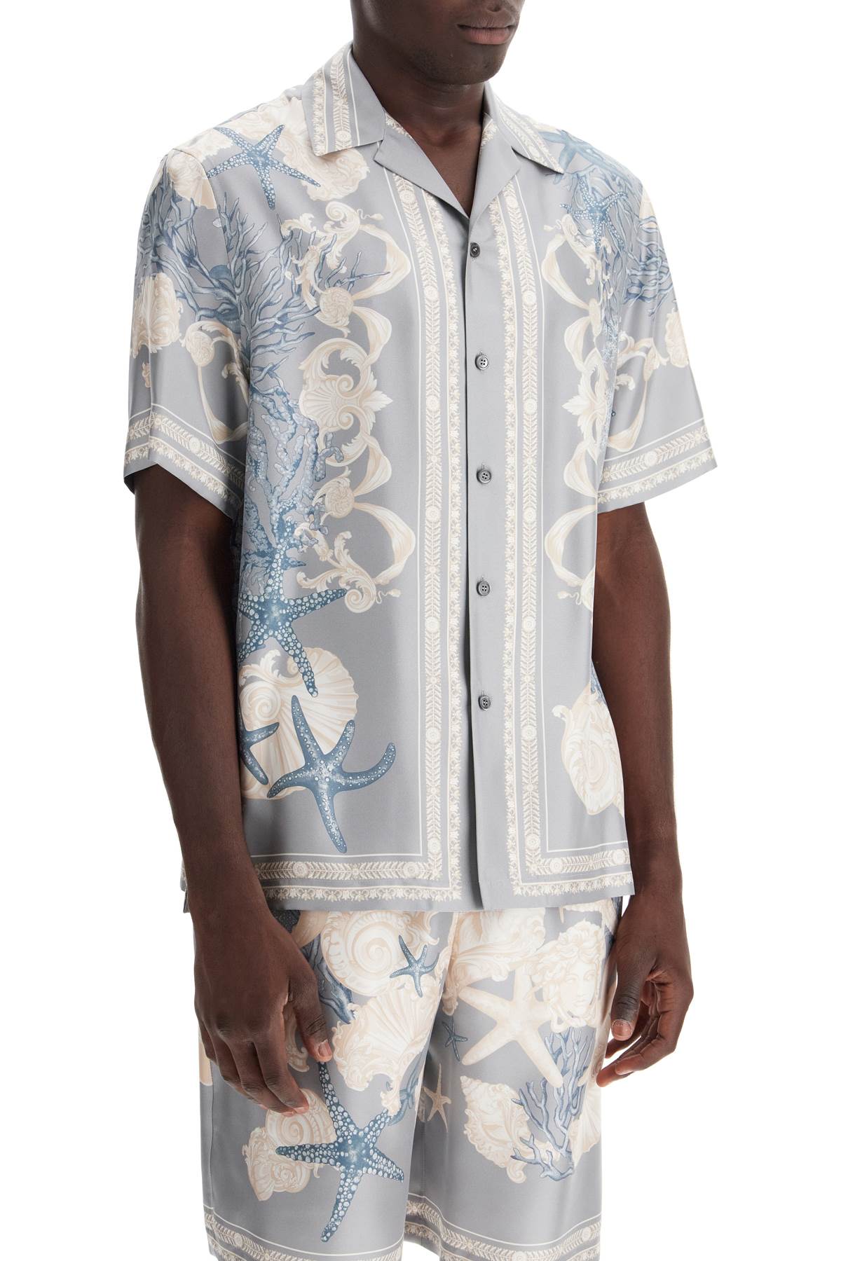 Versace Baroque Printed Silk Bowling Shirt Set For The Men