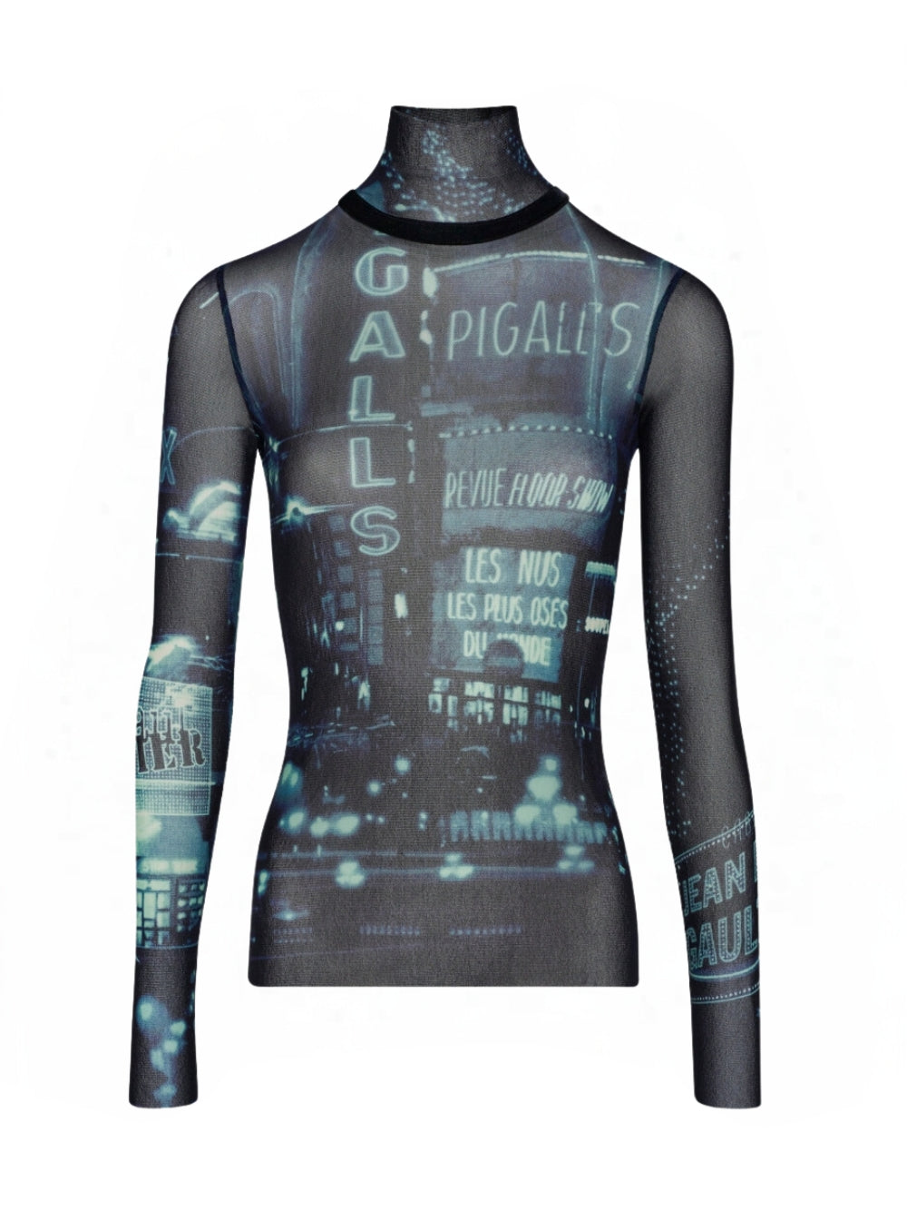 Jean Paul Gaultier Women Mesh Top Longsleeve Printed "Pigalle"