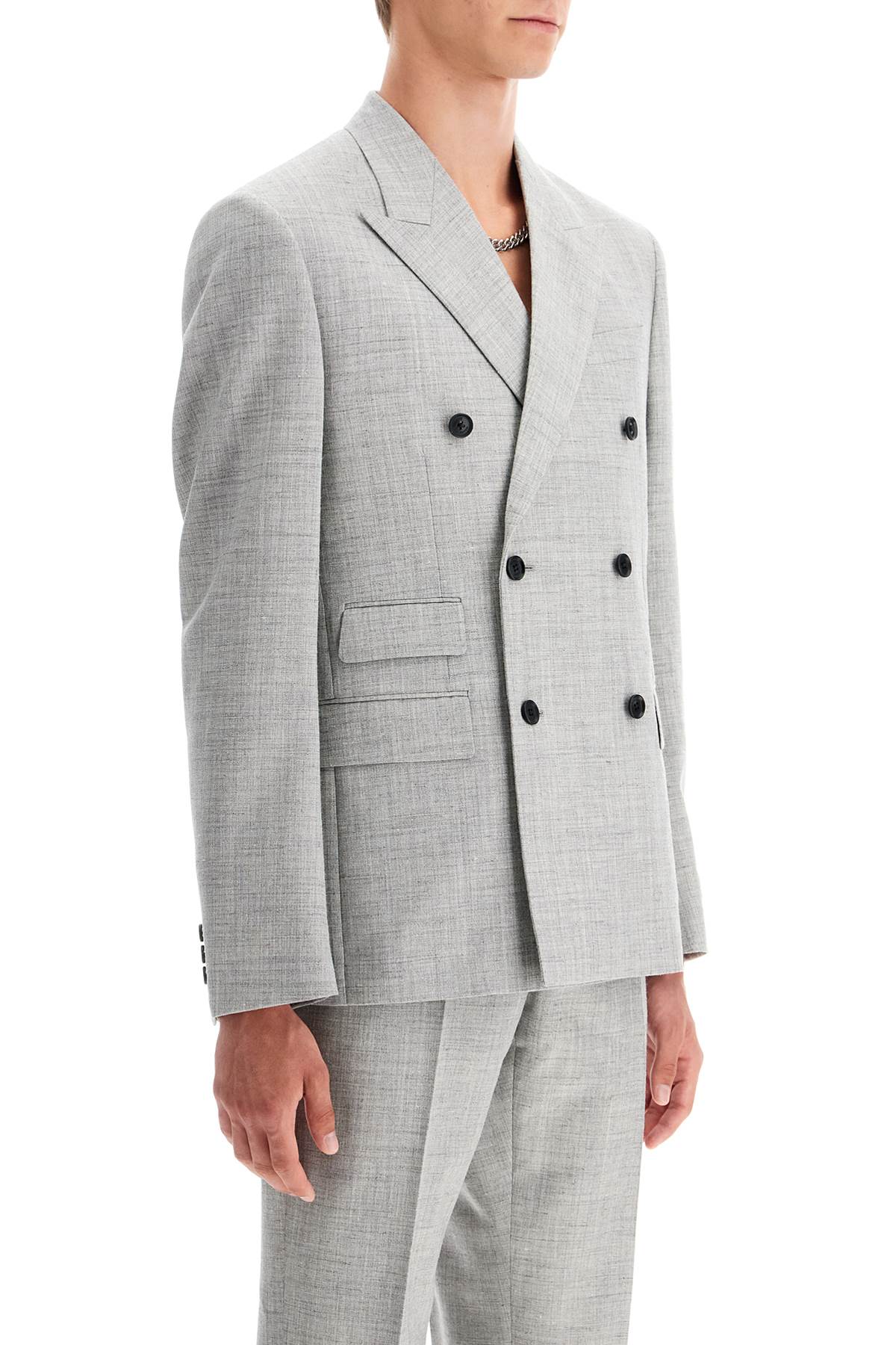 Versace Double-Breasted Wool Blend Blazer Men