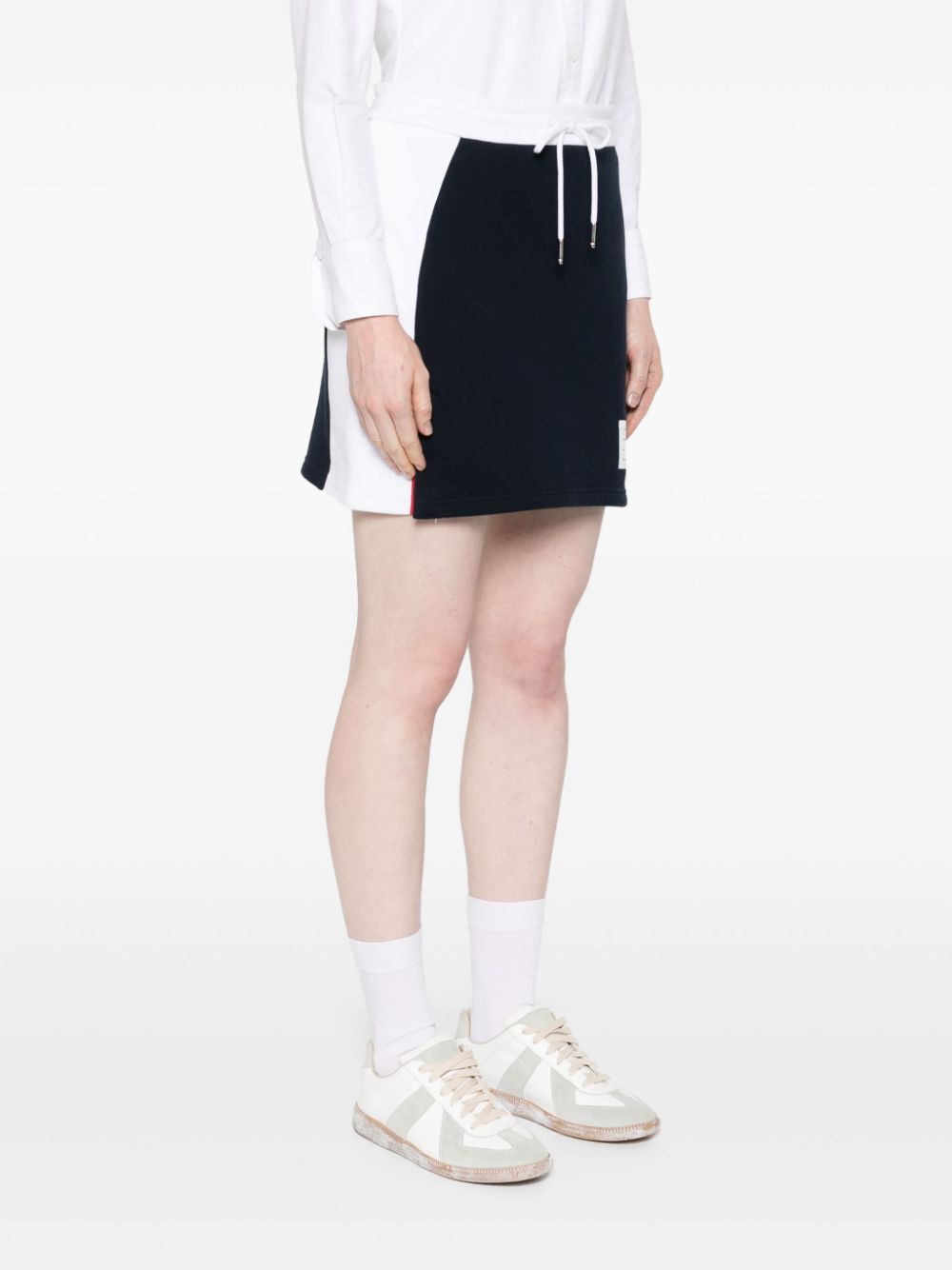 Thom Browne Women Mini Skirt W/ Engineered 4 Bar In Blocked Classic Solid Classic Loopback Jersey