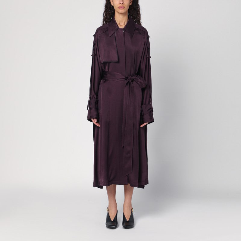 Victoria Beckham Eggplant Colour Single-Breasted Trench Coat Women