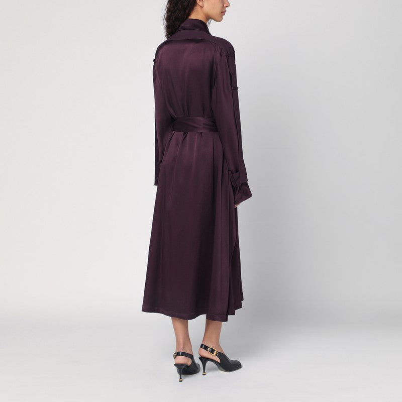 Victoria Beckham Eggplant Colour Single-Breasted Trench Coat Women