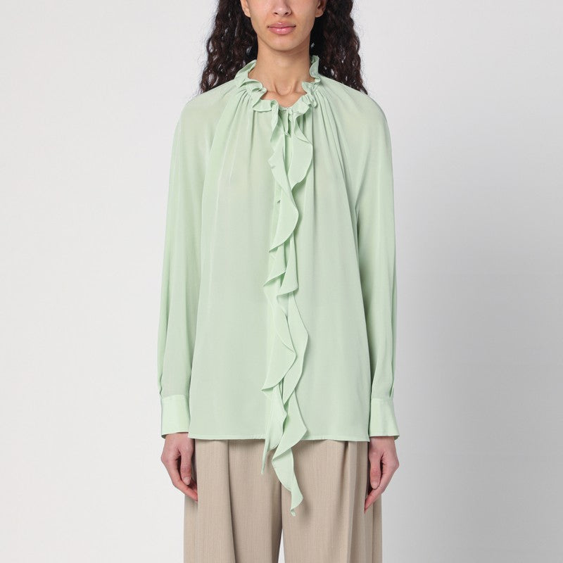 Victoria Beckham Light Green Shirt With Ruffles Women