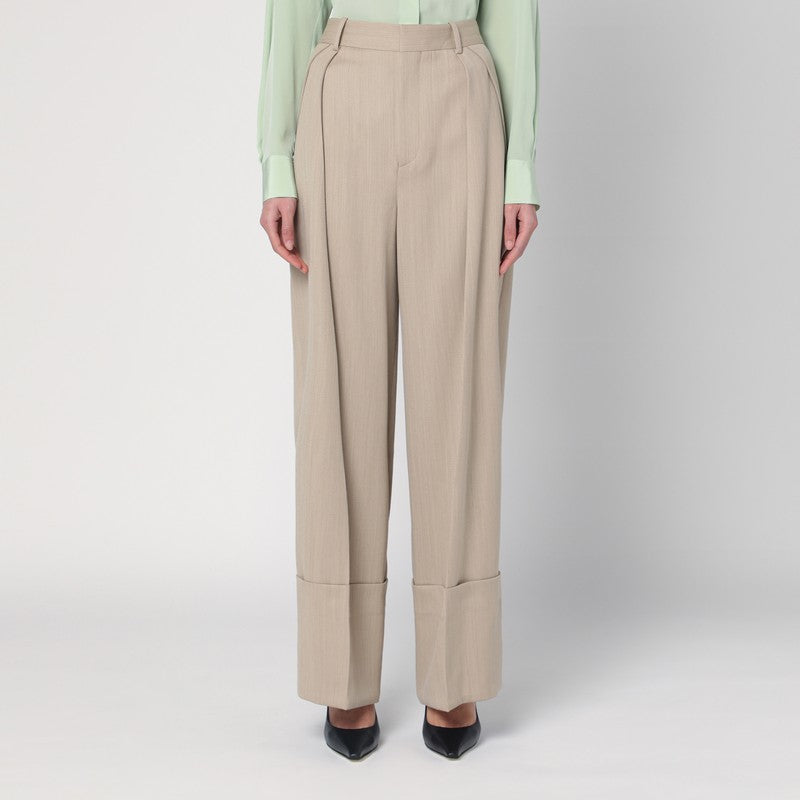 Victoria Beckham Wide Mandarin Colour Pants In Wool Women