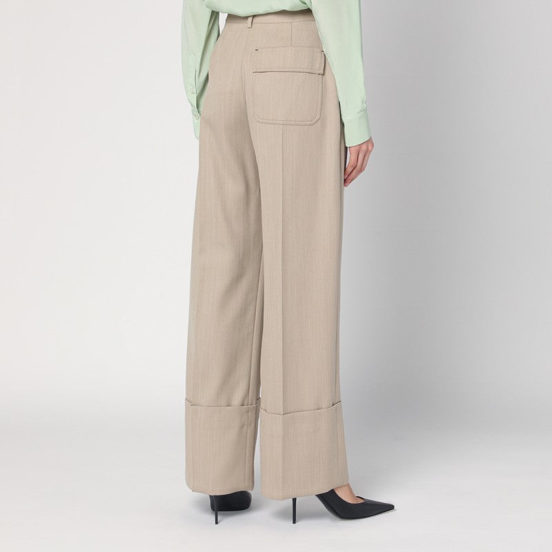 Victoria Beckham Wide Mandarin Colour Pants In Wool Women