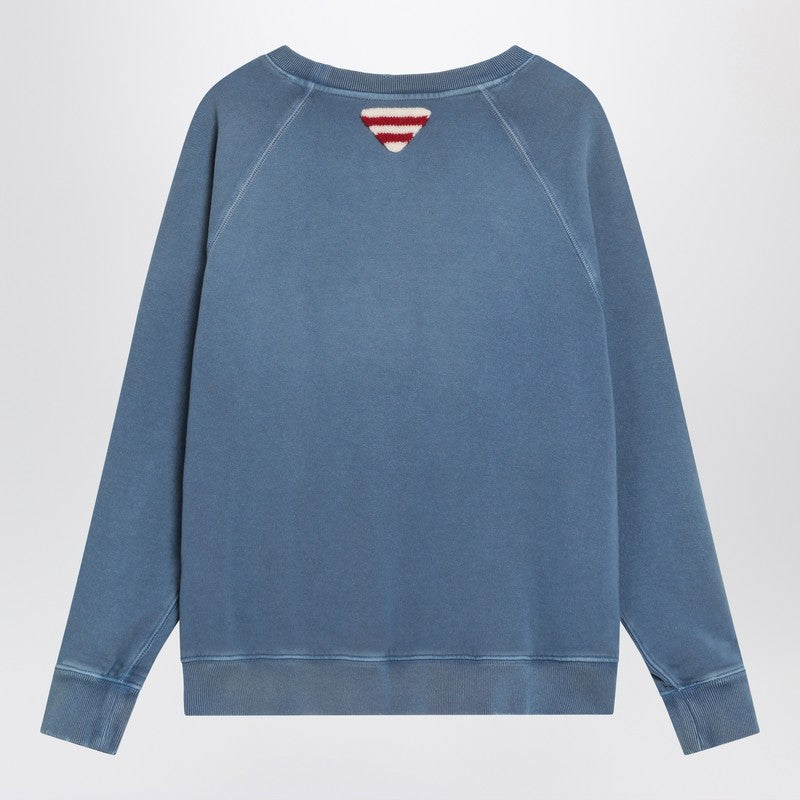 Prada Vintage Effect Blue Sweatshirt With Logo Women