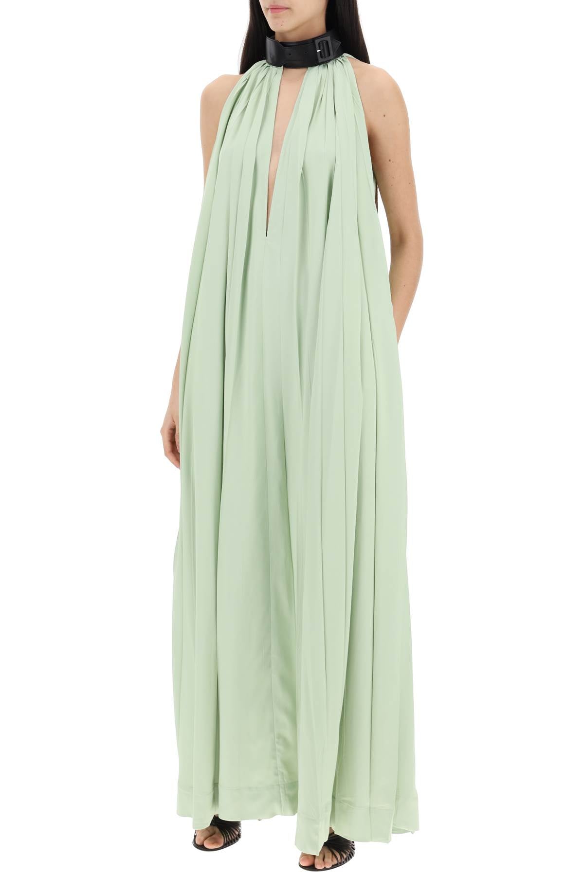 Ferragamo Maxi Dress With Leather Buckle Detail Women