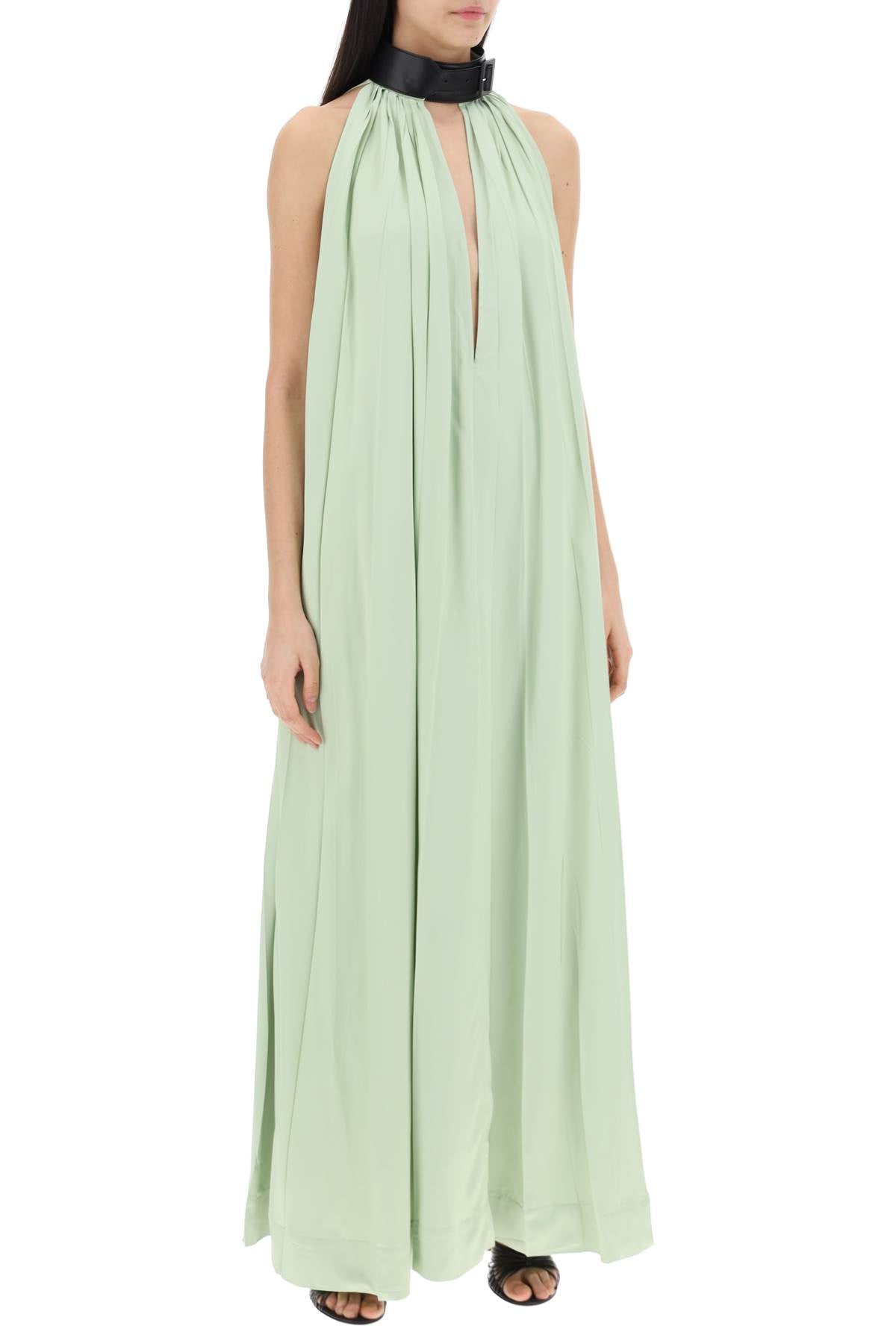 Ferragamo Maxi Dress With Leather Buckle Detail Women