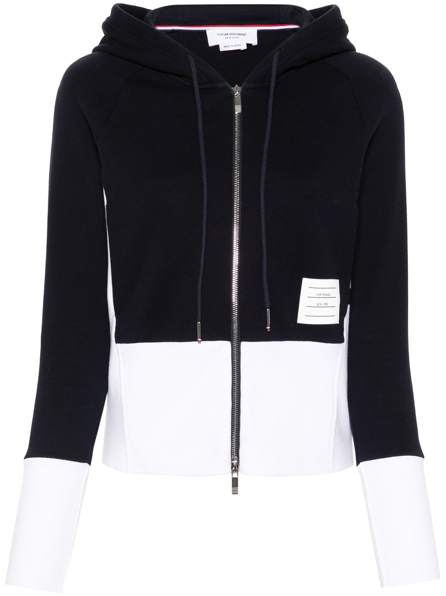 Thom Browne Women Blouson Zip Up Hoodie W/ Engineered 4 Bar In Color Blocked Solid Classic Loopback Jersey