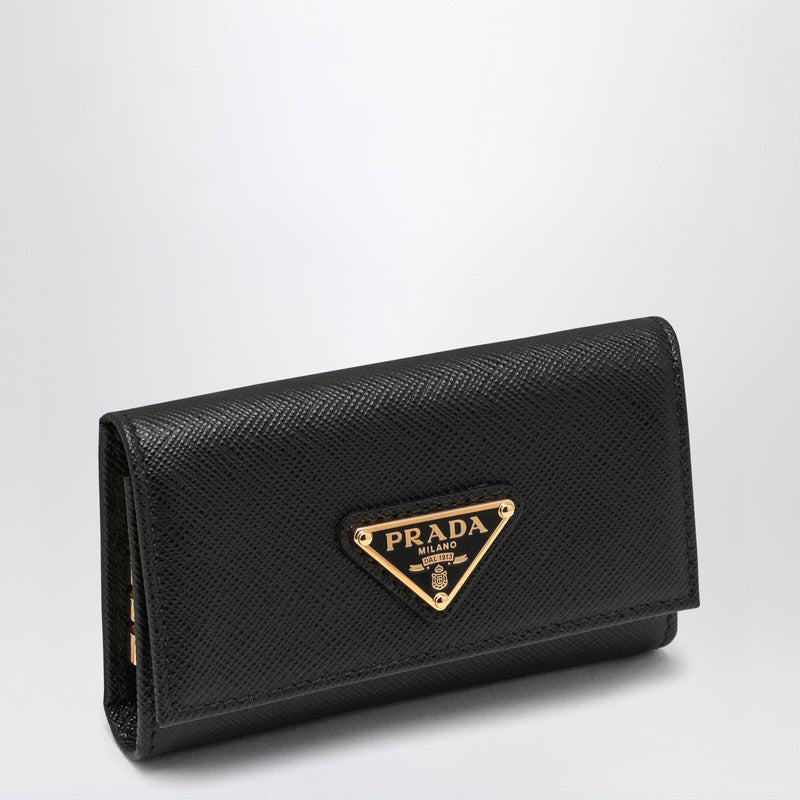 Prada Black Saffiano Key Ring With Logo Women