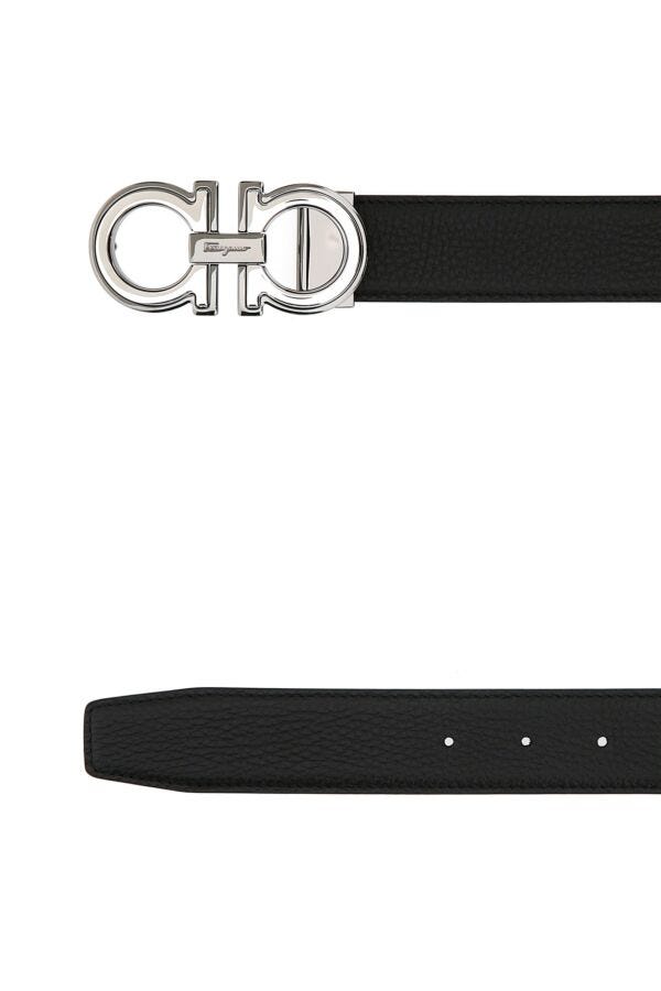 Salvatore Ferragamo Men Black Leather Reversible Belt