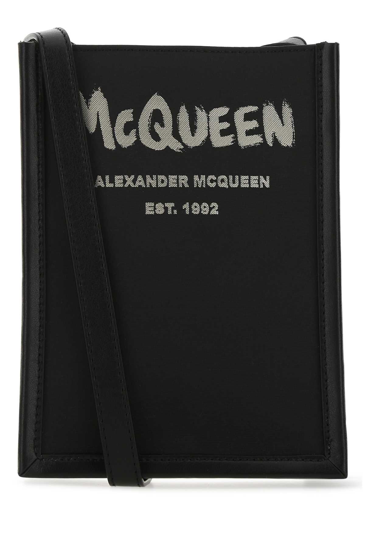 Alexander Mcqueen Men Black Fabric Mini Edge Crossbody Bag