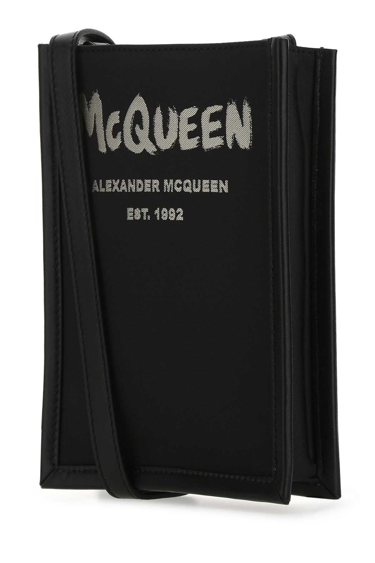 Alexander Mcqueen Men Black Fabric Mini Edge Crossbody Bag