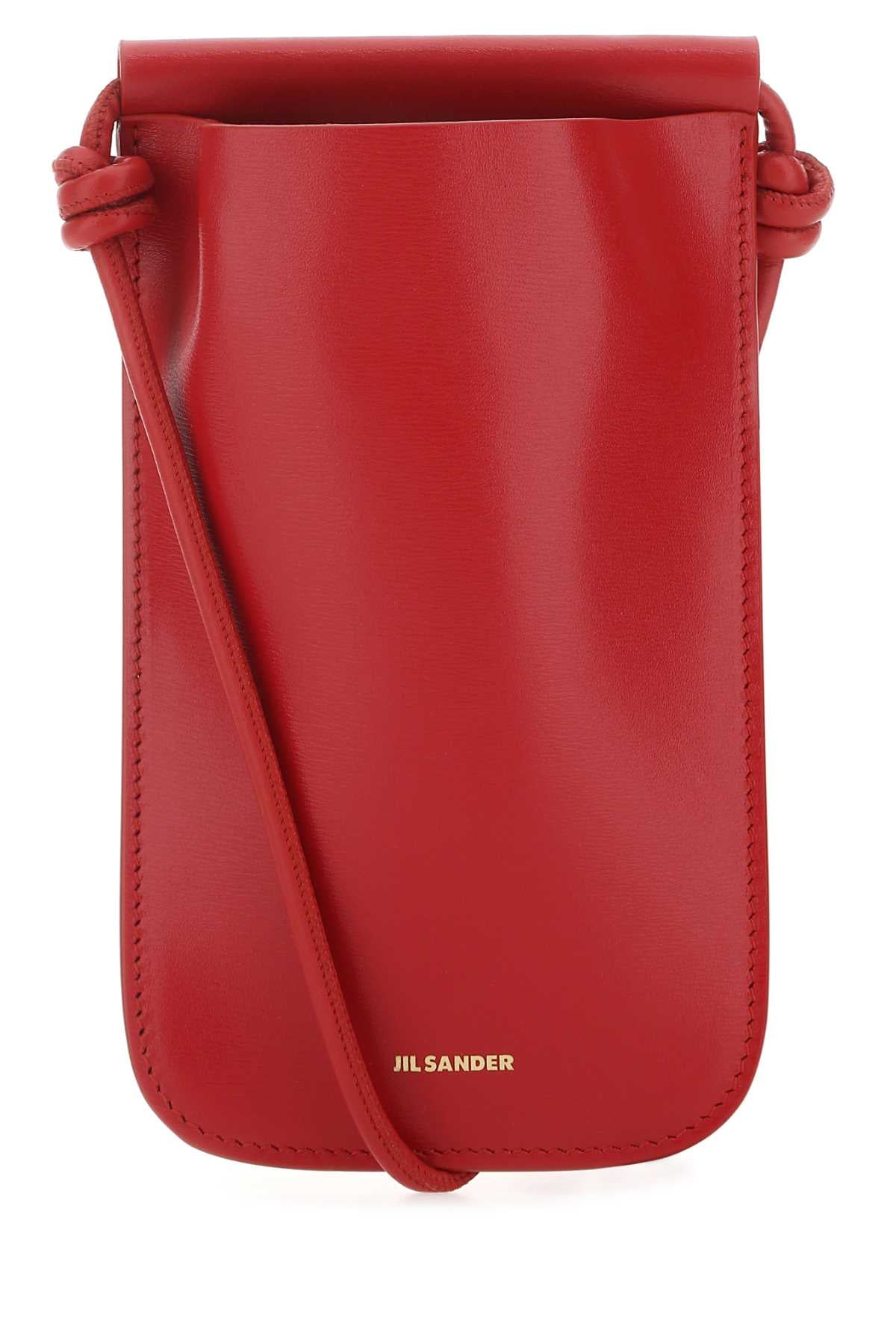 Jil Sander Women Red Leather Phone Case