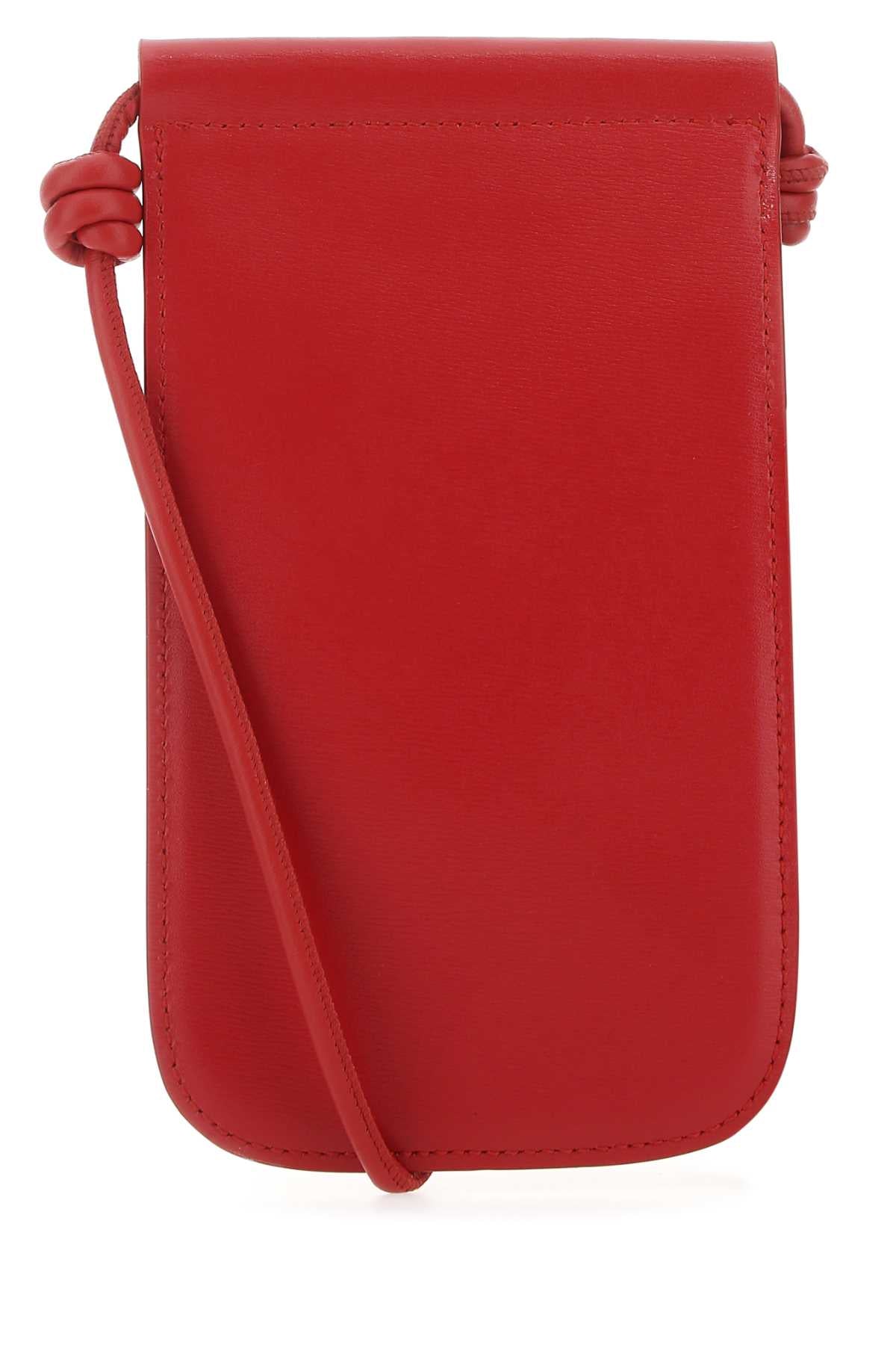 Jil Sander Women Red Leather Phone Case