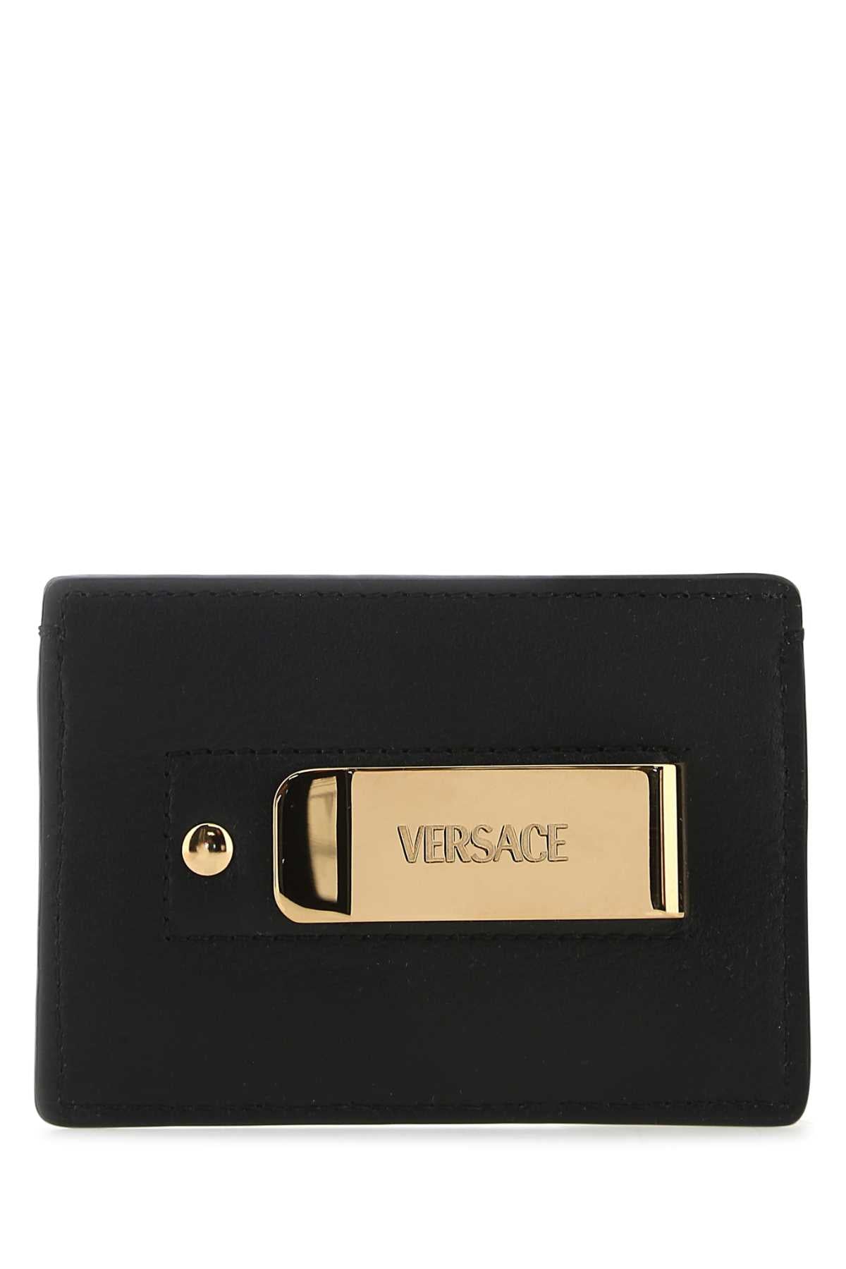 Versace Men Black Leather Card Holder