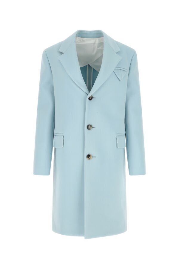 Bottega Veneta Women Pastel Light-Blue Tricotine Coat