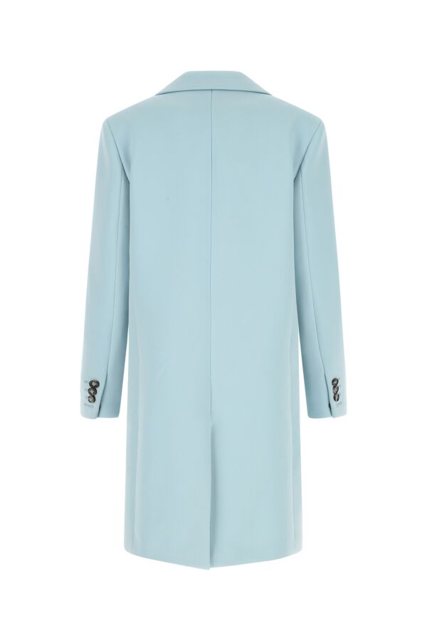 Bottega Veneta Women Pastel Light-Blue Tricotine Coat