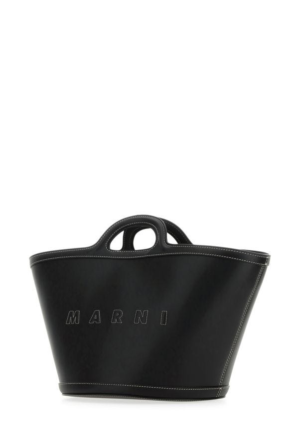 Marni Woman Black Leather Small Tropicalia Handbag