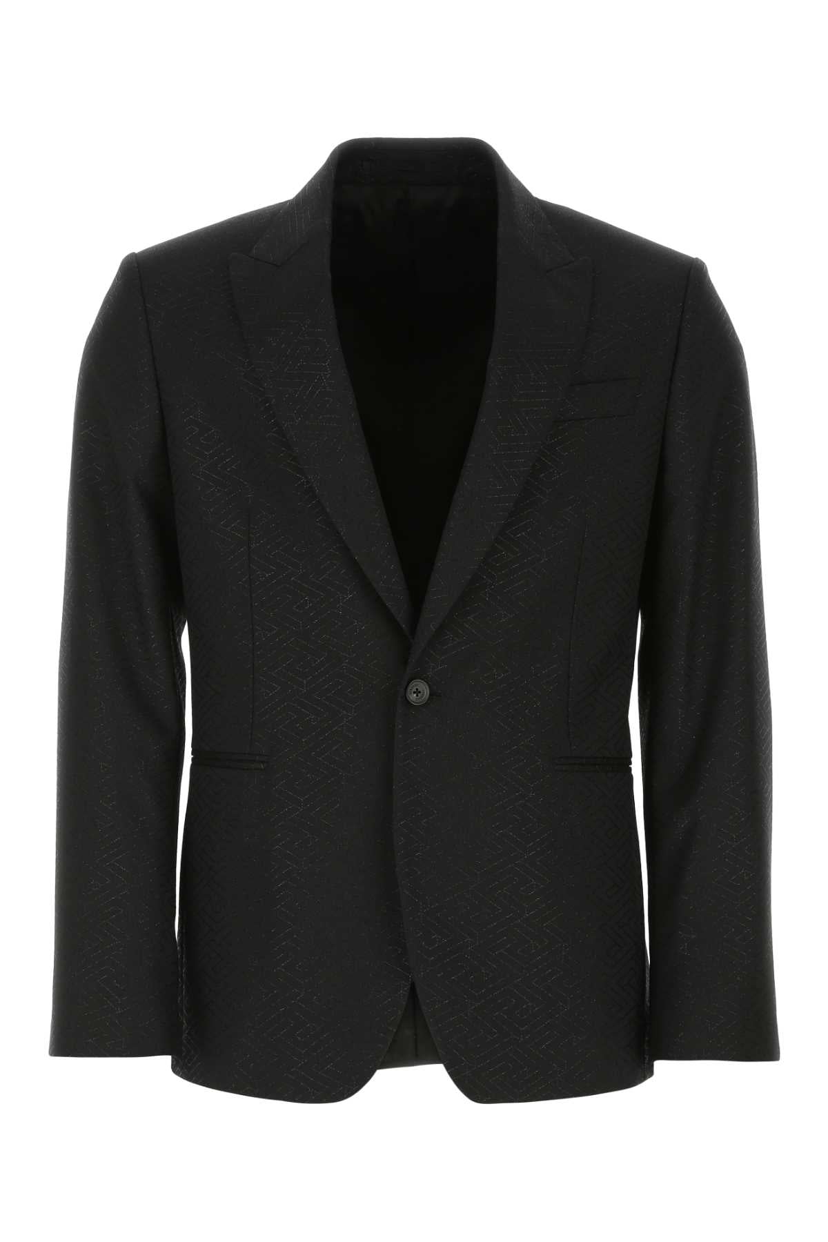 Versace Men Black Wool Blend Blazer