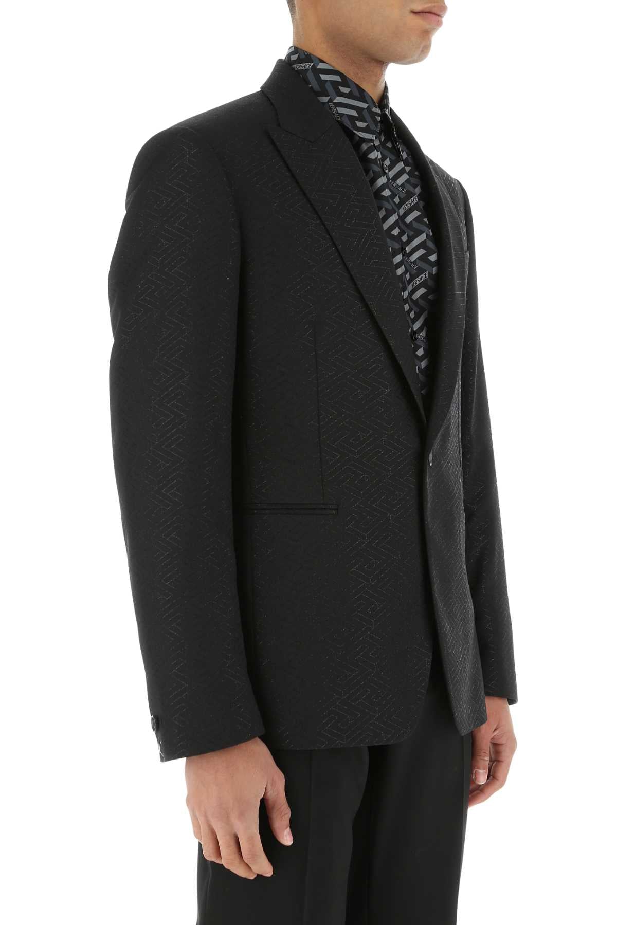 Versace Men Black Wool Blend Blazer