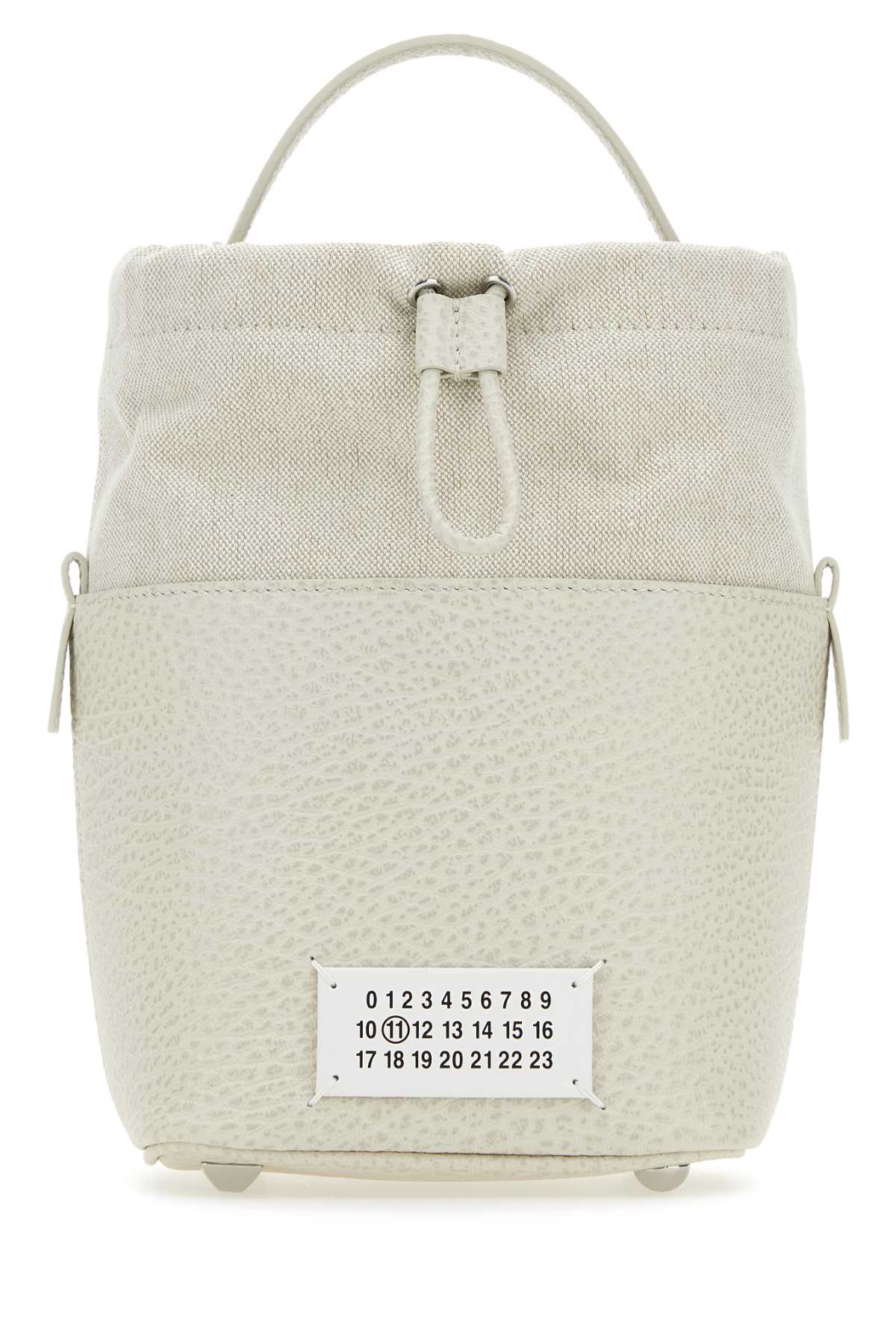 Maison Margiela Women Chalk Leather And Canvas Mini 5Ac Bucket Bag