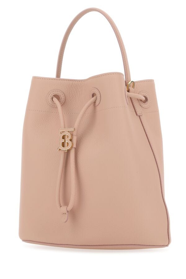 Burberry Women Pink Leather Small Tb Bucket Bag