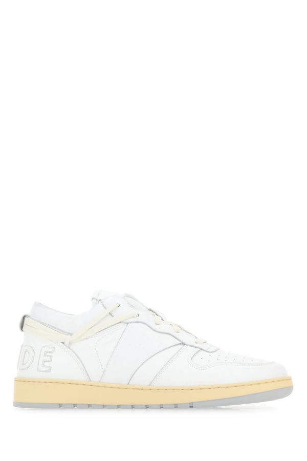 Rhude Man White Leather Rhecess Sneakers