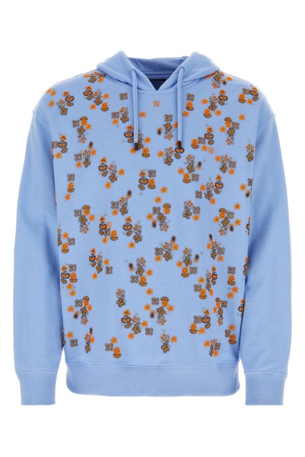 Fendi Men Light-Blue Cotton Sweatshirt