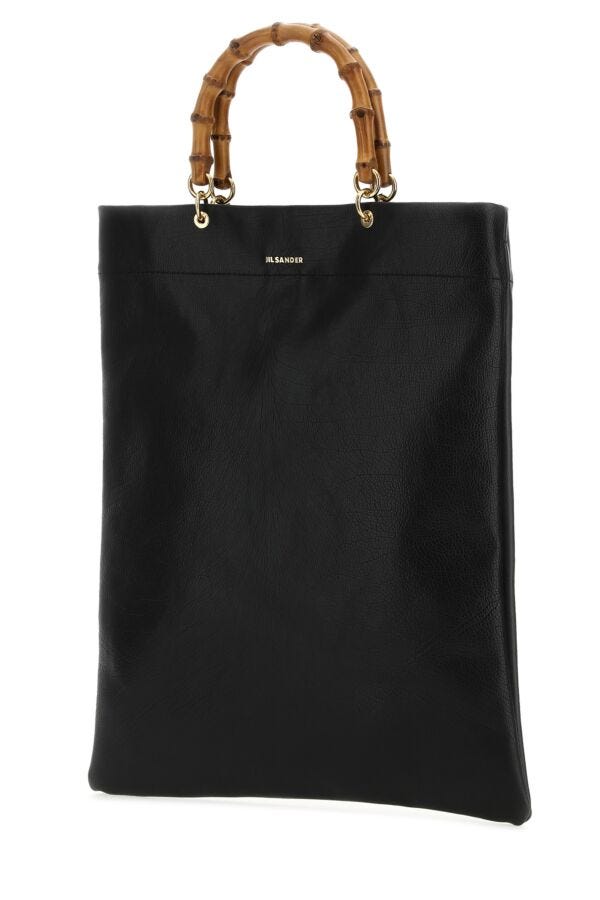 Jil Sander Women Black Leather Medium Shopping Bag