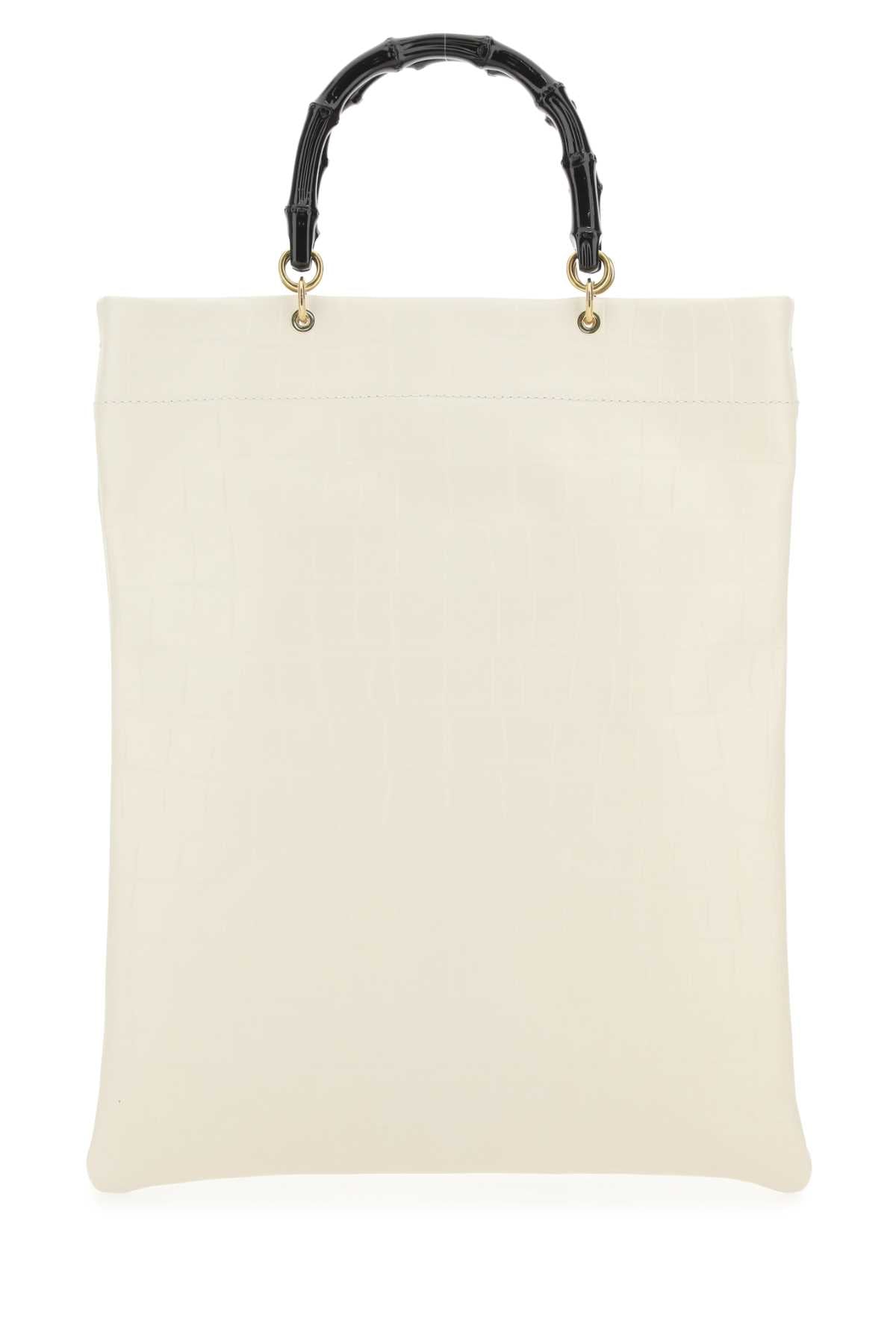 Jil Sander Women Ivory Leather Medium Shopping Bag