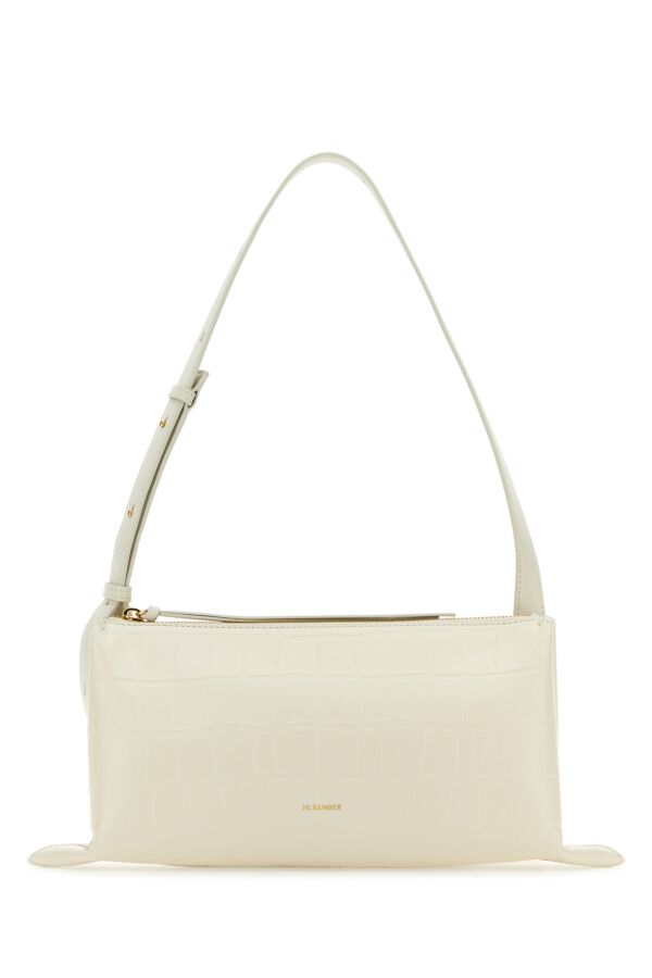 Jil Sander Women Ivory Leather Small Empire Shoulder Bag