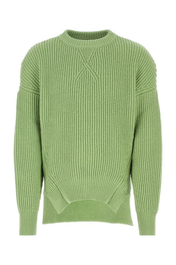 Jil Sander Men Mint Green Cotton And Wool Sweater