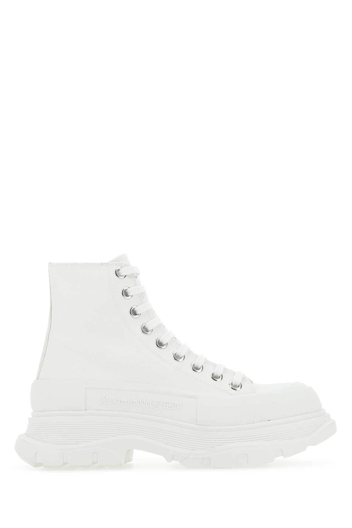 Alexander Mcqueen Women White Canvas Tread Slick Sneakers