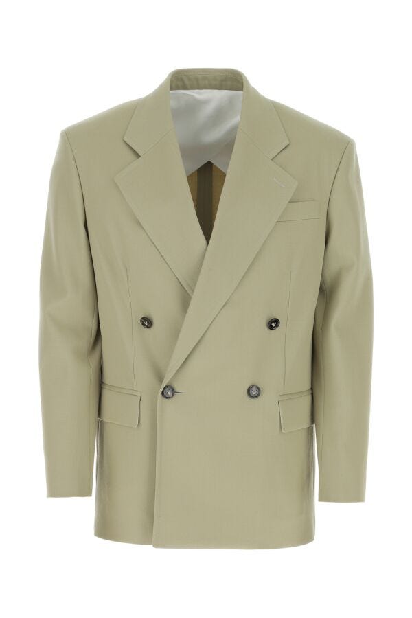 Bottega Veneta Men Pastel Green Stretch Wool Oversize Blazer