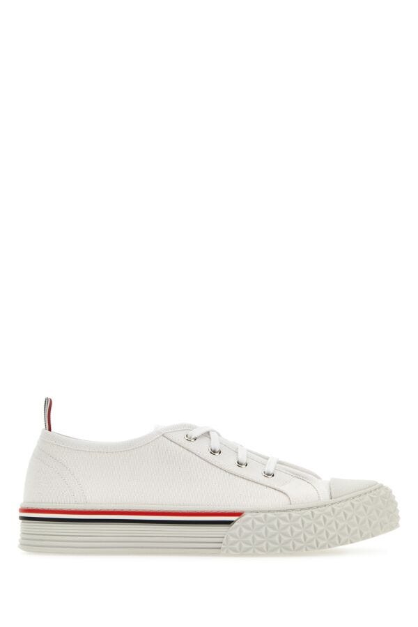 Thom Browne Men White Canvas Collegiate Sneakers