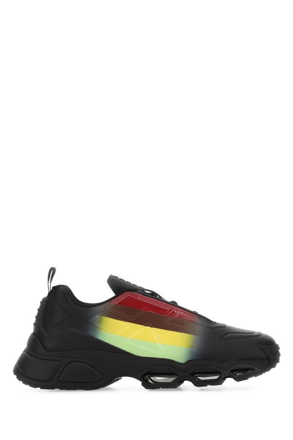 Prada Men Black Rubber Collision Cross Sneakers