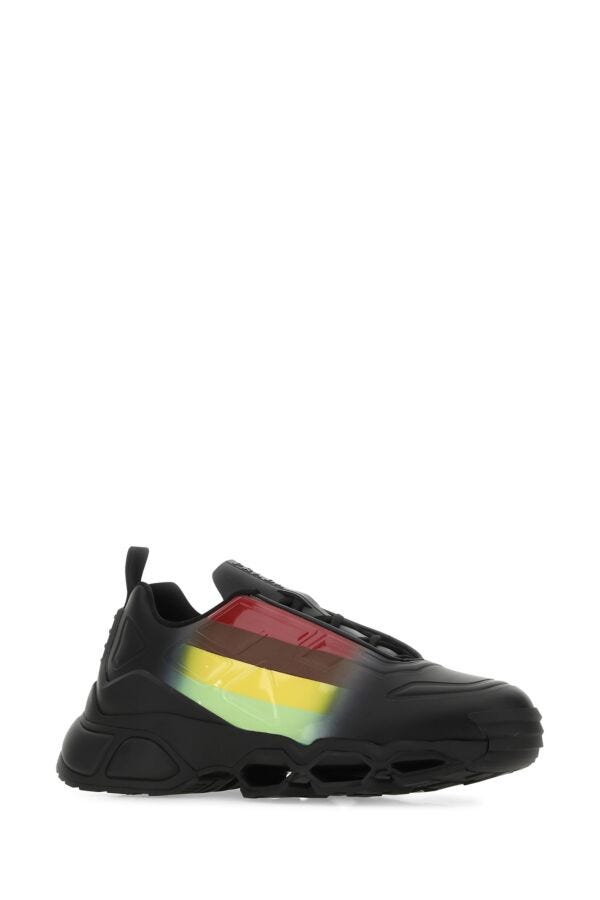 Prada Men Black Rubber Collision Cross Sneakers