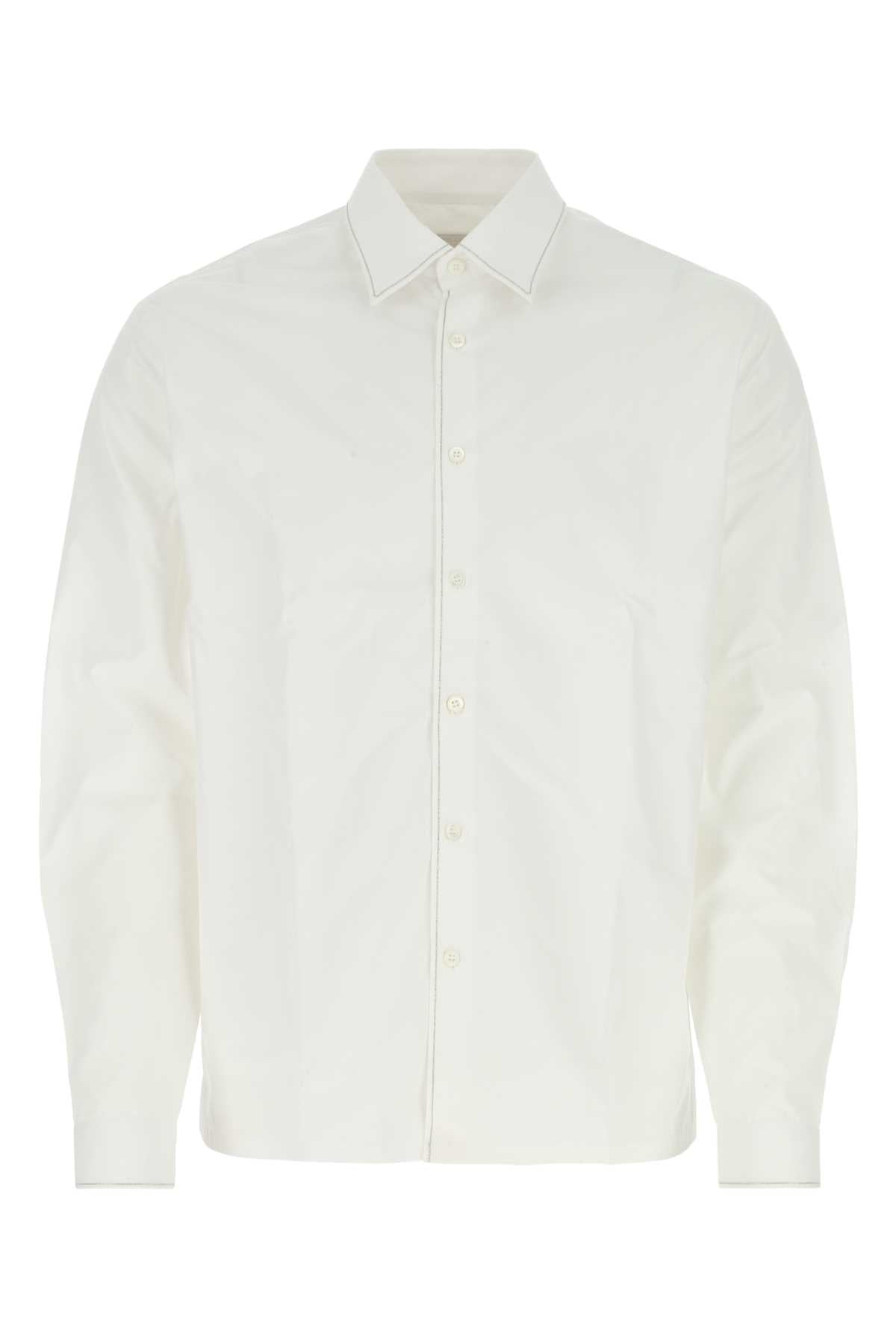 Prada Men White Poplin Shirt