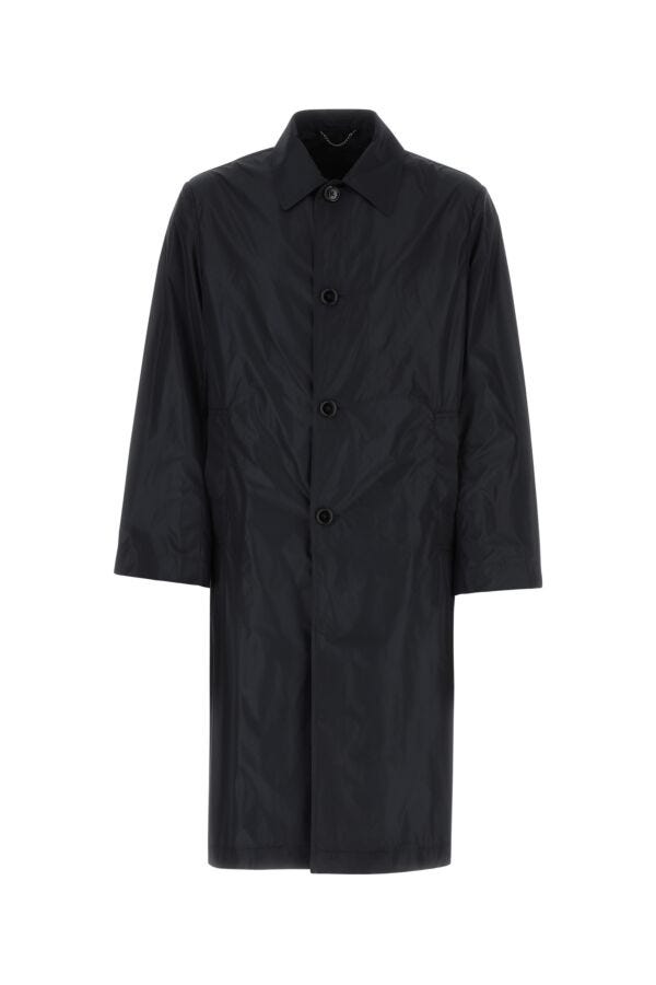 Dries Van Noten Men Navy Blue Polyester Overcoat