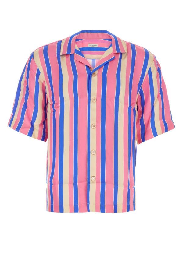 Dries Van Noten Man Embroidered Satin Oversize Cassi Shirt