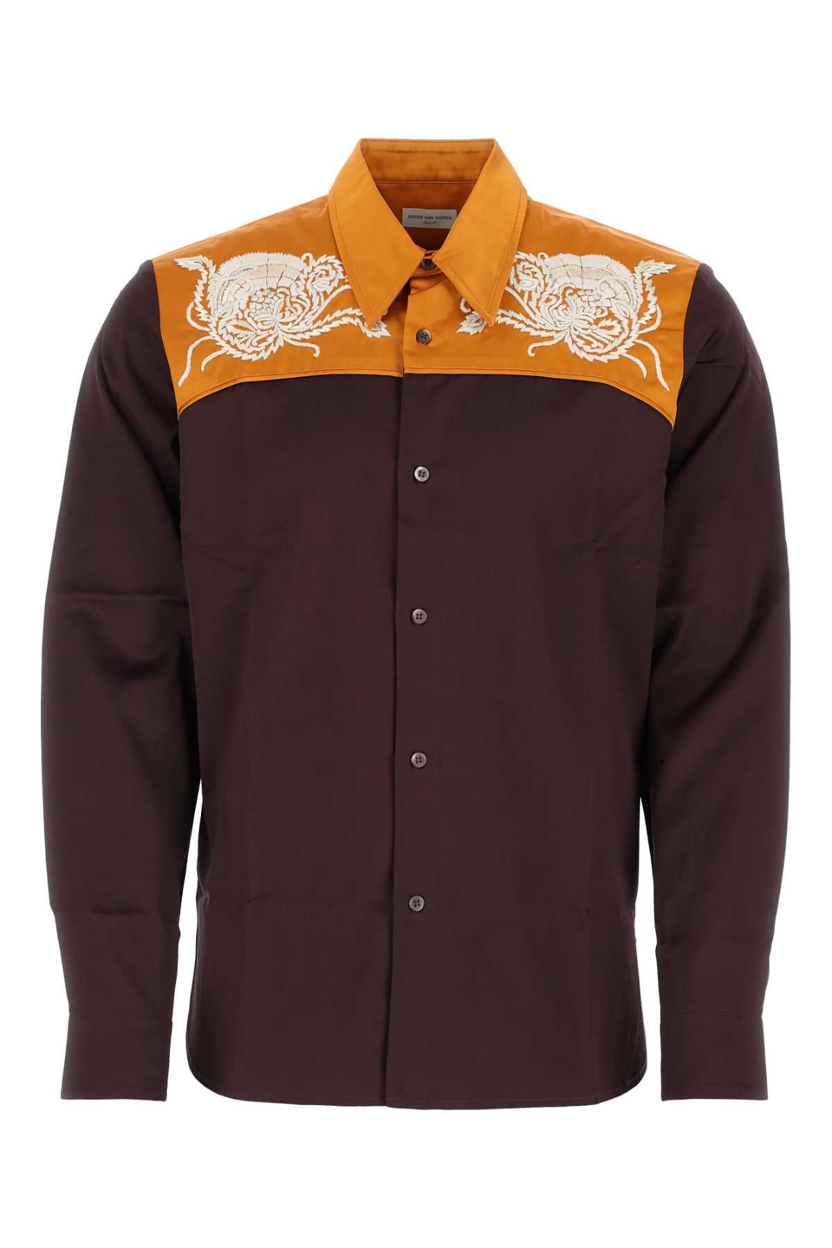 Dries Van Noten Men Two-Tone Satin Shirt