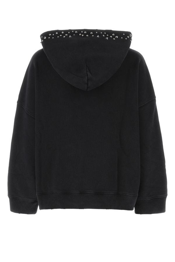 Versace Woman Black Cotton Oversize Sweatshirt