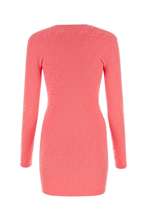 Fendi Women Fluo Pink Viscose Blend Mini Dress