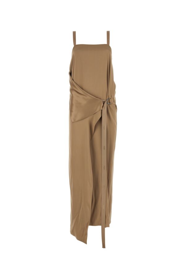 Fendi Women Cappuccino Satin Long Dress