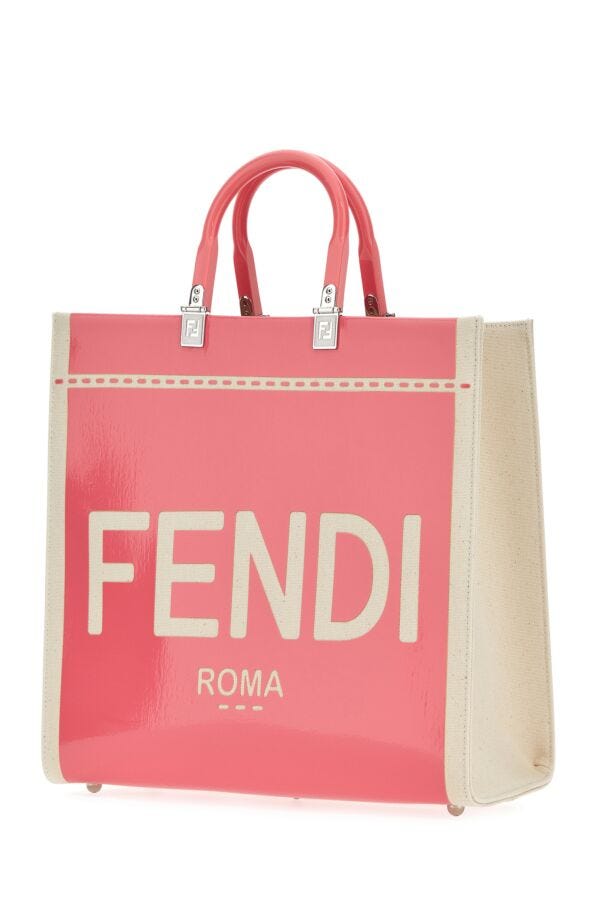 Fendi Women Two-Tone Canvas Medium Sunshine Shopping Bag